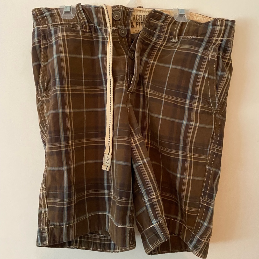 Abercrombie and Fitch flat Front plaid shorts